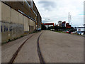 Remains of the Eling tramway on Eling Quay