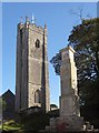 Church tower and war memorial, Landrake