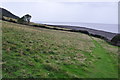 SS9548 : West Somerset : Grassy Path & Coastline by Lewis Clarke