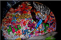 J3473 : Belfast City Centre - Colourful Graffiti (Girl) under East Bridge Street by Joseph Mischyshyn