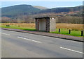 Bus shelter with a warning, Cwmavon