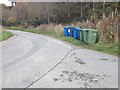 Bins lined up at the roadside near Easter Brae