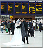 NS5865 : Bride & groom in Glasgow Central railway station by Thomas Nugent