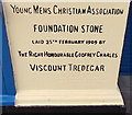 Repainted YMCA foundation stone, Newport