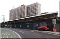 BAM huts outside Queen Street railway station, Cardiff