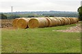 SP6108 : Hay rolls by Park Farm by Steve Daniels