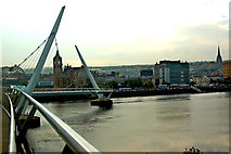 C4316 : Derry - Pedestrian Peace Bridge (2011-06-25) & Buildings along West Bank of River Foyle by Joseph Mischyshyn