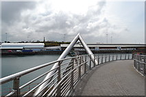 SH2482 : Railway Station, viewed from the Celtic Gateway Bridge, Holyhead by Terry Robinson