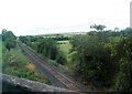 The Belfast to Derry/Londonderry railway line from the A26 south of Ballymoney