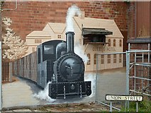 SJ2207 : Steam railway mural at the junction of Church Street and Union Street by Penny Mayes