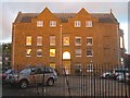 West facade of converted Ecton Hall, sunset