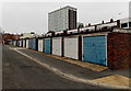 Long row of lockup garages in Lansdowne Street, Portsmouth