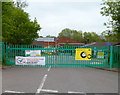 Entrance gates to the Severn Bridge maintenance depot, Aust