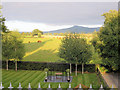 Fishmore Hall Hotel garden and pasture beyond