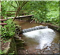 Footbridge and weir across Dulas Brook, Cusop