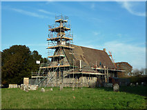 SU7025 : Froxfield Green church under repair by Robin Webster