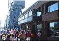 Crowded dockside pub