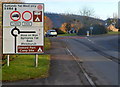 Large road sign alongside the B4164 in Whitchurch