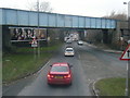 A638 passes under railway bridges at Agbrigg