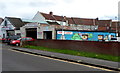 Garish mural, Terminus Garage, Westbury-on-Trym, Bristol