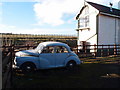 Morris Minor by Quorn signal box