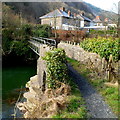 Stone end of a river footbridge, Cwmavon