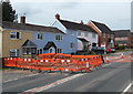 Orange barriers around A40 roadworks in Huntley