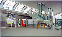 TQ3884 : Stratford station concourse, London Underground Jubilee Line Extension, 1999 by Ben Brooksbank