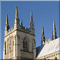 SE6132 : Selby Abbey - west tower pinnacles by Alan Murray-Rust