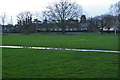 Cricket Green, Mitcham: the almshouses across the green