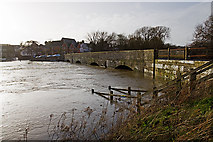 SZ1393 : Jan 2014: the flooded River Stour at the old Iford Bridge (5) by Mike Searle