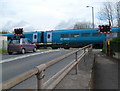 Train on Mill Street level crossing in Leominster