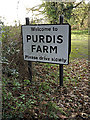 Purdis Farm Village Name sign