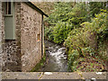 Looking up the river Yeo from a bridge near Lillyford Mill