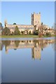 SO8932 : Tewkesbury Abbey reflected in floodwaters by Philip Halling