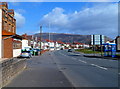 Blue bus shelter opposite Grove Park Club, Aberavon