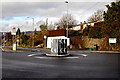 Metallic mini-roundabout in Rogerstone, Newport