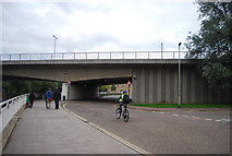 TL4659 : Riverside and Fen Rivers Way under the A1134 by N Chadwick