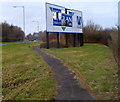 SS7491 : Missing panels on a Baglan Industrial Park sign by Jaggery