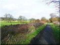 The old railway track passing through fields