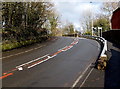 Bend in Pontymason Lane on the approach to a canal crossing, Rogerstone, Newport