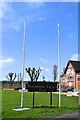 Flag Poles and Sign at Stourbridge Cricket Club, War Memorial Athletic Ground, Amblecote, Stourbridge