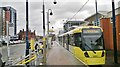 Piccadilly bound tram waits at Eccles Metrolink terminus