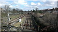 View of the Greater Anglia railway towards Shenfield from High Road Seven Kings