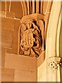 SJ8398 : Manchester Cathedral, Stone Carving Inside the South Porch by David Dixon