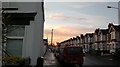 View of City Gate House basking in the sunset from Perth Road