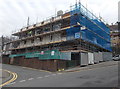 Telephone exchange under scaffolding, Abertillery