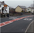 School patrol sign alongside Neath Road, Rhos