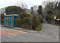SN7400 : Blue bus shelter near a primary school, Bryncoch by Jaggery
