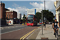 Southbound No 40 bus approaches Camberwell Green